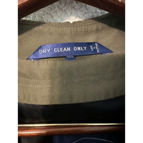 Perusal Trench Coat 46L Green Belted Classic Double Breasted Collared Wool Liner - Picture 5 of 16